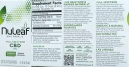 Label for Full Spectrum CBD Oil 30 mg