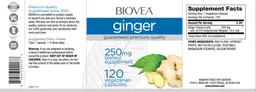 Label for Ginger 250 mg