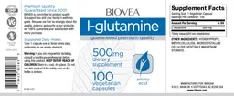 Label for L-Glutamine 500 mg