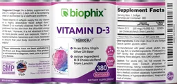 Label for Vitamin D-3 10,000 IU