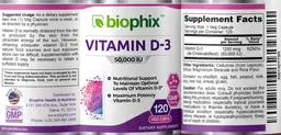 Label for Vitamin D-3 50,000 IU