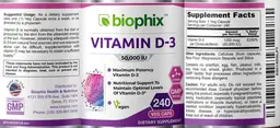 Label for Vitamin D-3 50,000 IU