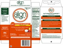Label for Align Probiotic Supplement Chewables Banana Strawberry Smoothie