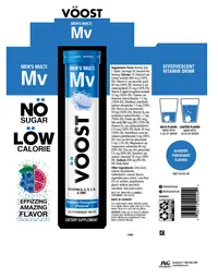 Label for Voost Men's Multi Blueberry Pomegranate Flavored