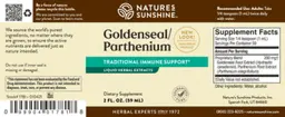 Label for Goldenseal/Parthenium