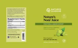 Label for Nature's Noni Juice Natural Noni Flavor