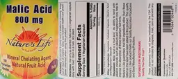 Label for Malic Acid 800 mg