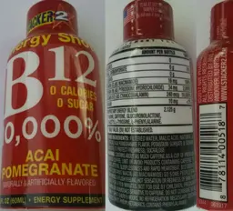 Label for Energy Shot B12 Acai Pomegranate