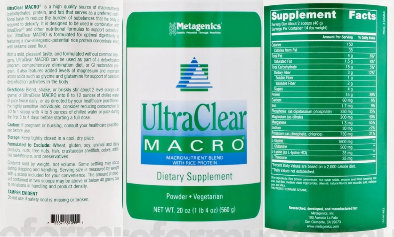 Label for UltraClear Macro