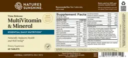 Label for Time Release MultiVitamin & Mineral