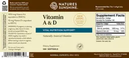 Label for Vitamin A & D