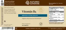 Label for Vitamin B6
