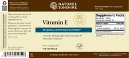 Label for Vitamin E