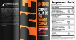 Label for Pre-Workout Complex Tropical Punch