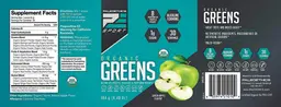 Label for Organic Greens Green Apple Flavor