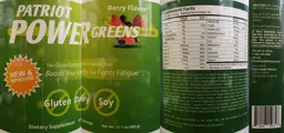 Label for Power Greens Berry Flavor