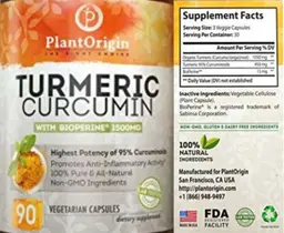 Label for Turmeric Curcumin