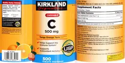 Label for Chewable C 500 mg Tangy Orange Taste
