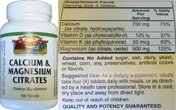 Label for Calcium & Magnesium Citrates