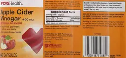 Label for Apple Cider Vinegar 450 mg