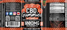 Label for CBD Gummies 20 mg Strawberry Flavor