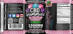 Label for CBD Gummies Botanical Blend 15 mg