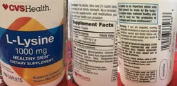 Label for L-Lysine 1000 mg