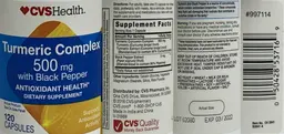 Label for Turmeric Complex 500 mg