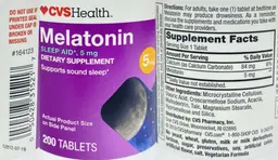 Label for Melatonin 5 mg