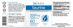 Label for Taurine 500 mg