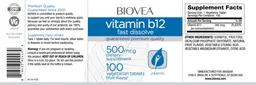 Label for Vitamin B12 500 mcg Fast Dissolve Fruit Flavor