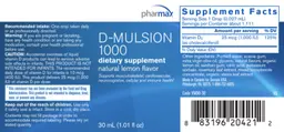 Label for D-Mulsion 1000 Natural Lemon Flavor