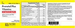 Label for Prenatal Plus Vitamins