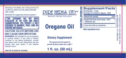 Label for Oregano Oil
