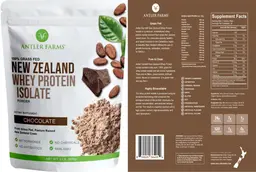 Label for New Zealand Whey Protein Isolate Chocolate