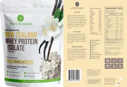 Label for New Zealand Whey Protein Isolate Vanilla