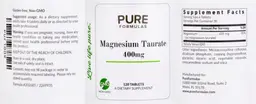 Label for Magnesium Taurate 400 mg