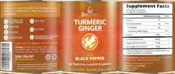 Label for Turmeric Ginger Tropical Flavor Gummies
