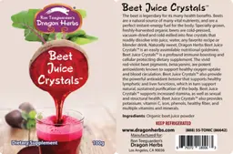 Label for Beet Juice Crystals