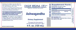 Label for Ashwagandha