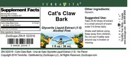 Label for Cat's Claw Bark