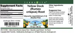 Label for Yellow Dock (Rumex crispus) Root