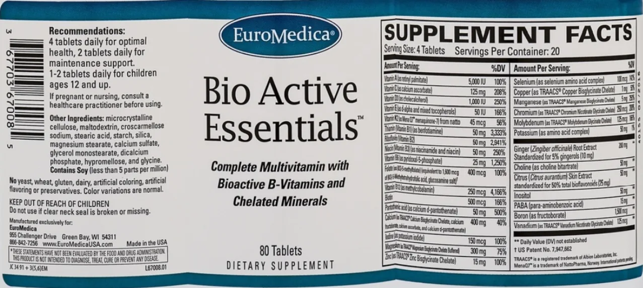 Label for Bio Active Essentials
