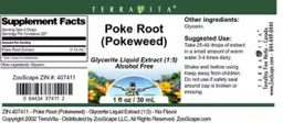 Label for Poke Root (Pokeweed)