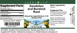 Label for Dandelion and Burdock Root