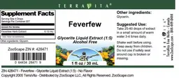 Label for Feverfew