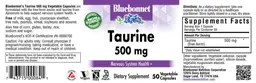 Label for Taurine 500 mg