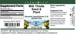 Label for Milk Thistle Seed & Plant