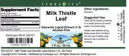 Label for Milk Thistle Leaf