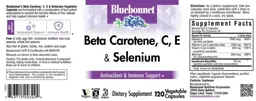 Label for Beta Carotene, C, E & Selenium